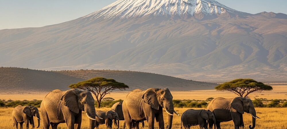Herd of elephants in Amboseli